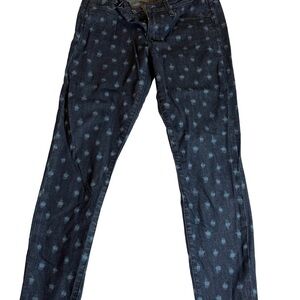 Lucky Brand Women's Dark Blue Patterned Skinny Jeans